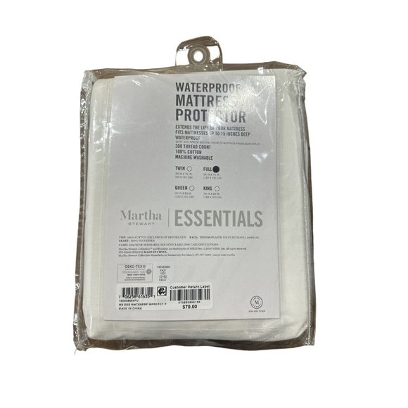 MARTHA STEWART Essentials Waterproof Mattress Protector FULL 54 in X 75 in - Picture 1 of 4